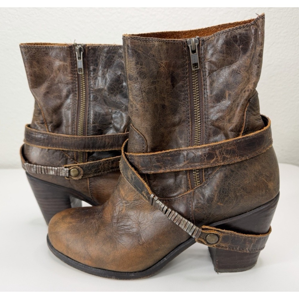 Corral Leather Distressed Rosalie Heeled Boots Brown Western Size 9